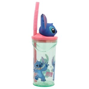 Disney Stitch - Cup with straw and 3D figure from the Flowers collection (360 ml) - Image 2