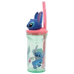 Disney Stitch - Cup with straw and 3D figure from the Flowers collection (360 ml) - Image 3