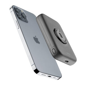 Cellularline Ring MAG 5000 - 5000mAh 7.5W MagSafe inductive power bank with stand (black) - Image 5