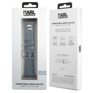 Karl Lagerfeld Saffiano Karl Head - Watch Strap for Apple Watch 42/44/45 mm (Silver) - Image 2