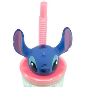 Disney Stitch - Cup with straw and 3D figure from the Flowers collection (360 ml) - Image 4