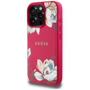 Guess Grained Printed Flower Pattern MagSafe - dėklas skirtas Apple iPhone 16 Pro Max fuchsia - Image 2