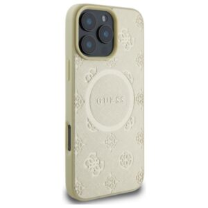 Guess Saffiano Peony Classic Logo MagSafe - dėklas skirtas Apple iPhone 16 Pro Max gold - Image 4