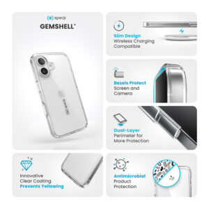 Speck Gemshell - dėklas skirtas Apple iPhone 16 Clear - Image 6