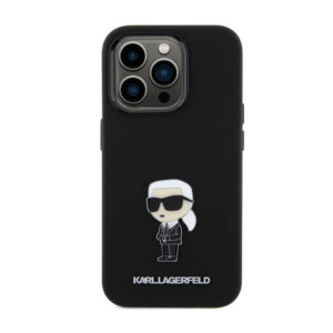 Karl Lagerfeld Silicone Ikonik Metal Pin - Apple iPhone 15 Pro Max Case juodos spalvos - Image 3