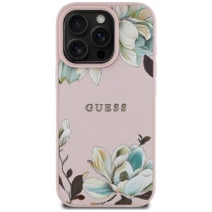 Guess Grained Printed Flower Pattern MagSafe - dėklas skirtas Apple iPhone 16 Pro pink - Image 3