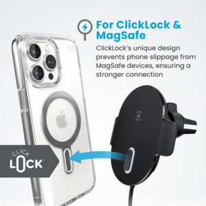 Speck Charging Vent Mount + ClickLock - Car Mount su Wireless Charging MagSafe juodos spalvos - Image 5