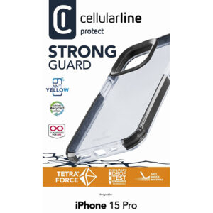 Cellularline Tetra Force Strong Guard - Apple iPhone 15 Pro dėklas su MICROBAN Coating Transparent - Image 3