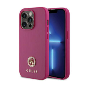 Guess 4G Strass Metal Logo - dėklas skirtas Apple iPhone 15 Pro Max pink - Image 1