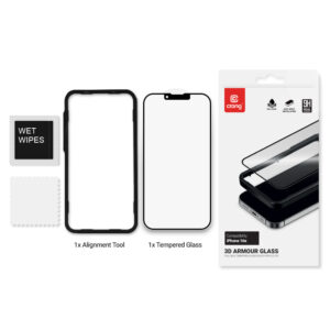 Crong 3D Armour Glass - Apsauginis stiklas skirtas iPhone 16e / iPhone 14 / iPhone 13 / iPhone 13 Pro+ Installation Frame - Image 2