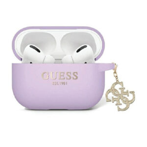 Guess Liquid Silicone Glitter Triangle Charm - AirPods Pro 2 Case (purple) - Image 1