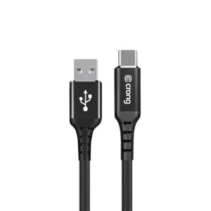 Crong Armor Link - USB-A to USB-C 60W 3A Braided Cable Power Delivery Fast Charging 25cm juodos spalvos - Image 3
