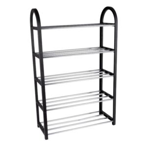 Alpina - Shoe Rack / Shelf / Stand 5-Tier 50x20x77 cm (Silver / Black)