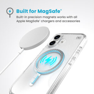 Speck Presidio Perfect-Clear MagSafe - dėklas skirtas Apple iPhone 16 Clear / Chrome Finish / Serene Silver - Image 3