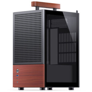 Jonsbo T6 PC Case, Mini-Tower, Mini-ITX, Tempered Glass, Wood – Black - Image 2