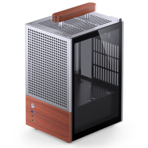 Jonsbo T6 PC Case, Mini-Tower, Mini-ITX, Tempered Glass, Wood – Silver - Image 2