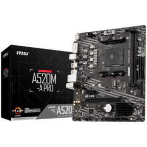 MSI A520M-A Pro motherboard, Socket AM4, AMD A520, Micro-ATX, DDR4
