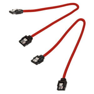 Corsair Premium Sleeved SATA Cable, red 30cm - 2 pack - Image 2