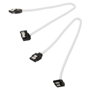 Corsair Premium Sleeved SATA cable angled, white 30cm - 2 pack - Image 2