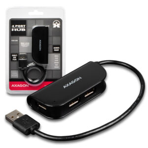 AXAGON HUE-X4B USB-A-Hub, 4x USB 2.0 - 20 cm, black - Image 2