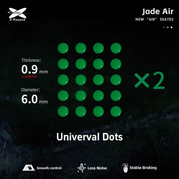 X-raypad Jade Air DIY Skates Universal Dots Green 40 vnt. (⌀6.0 x 0.9 mm) (Žali) Pakaitiniai Mouse Feet