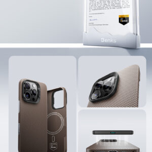 Benks Etui Magnetic Armor Tint Kevlar 1000D (SA66) skirtas Apple iPhone 16 Pro Max geltonos spalvos - Image 8