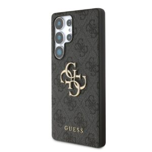 Guess PU 4G Metal Logodėklas skirtas Samsung Galaxy S25 Ultra pilkos spalvos