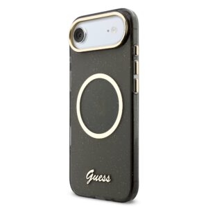 Guess IML Glitter Script Strap MagSafe dėklas skirtas iPhone Air Black