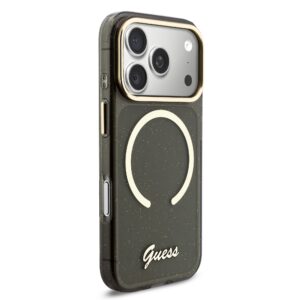 Guess IML Glitter Script Strap MagSafe dėklas skirtas iPhone 17 Pro Black - Image 2