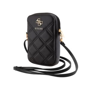 Guess PU Quilted 4G Metal Logo Wallet Phone Bag Zipper juodos spalvos - Image 2