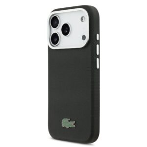 Lacoste Iconic Petit Pique Metal Logo MagSafe dėklas skirtas Apple iPhone 17 Pro Max juodos spalvos