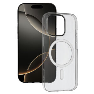 Transparent Slim Magsafe dėklas skirtas Apple iPhone 16 pilkos spalvos