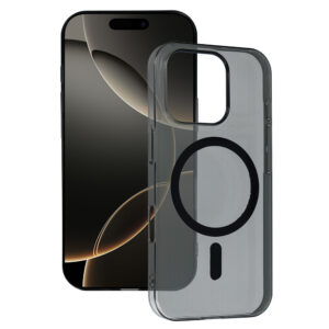 Transparent Slim Magsafe dėklas skirtas Apple iPhone 15 Pro juodos spalvos