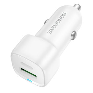 Borofone automobilinis įkroviklis BZ34B Cloud - USB + Type C - QC 3.0 PD 38W white