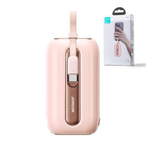 Joyroom mini powerbank 10000mAh Colorful Series 22.5W with 2 built-in USB C and Lightning cables pink (JR-L012) - Image 8