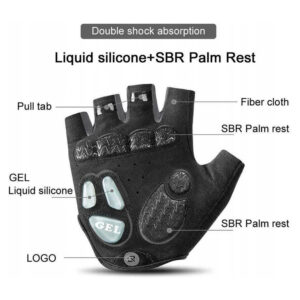 Rockbros S169BGR S dviratininko pirštinės with gel inserts - gray - Image 5