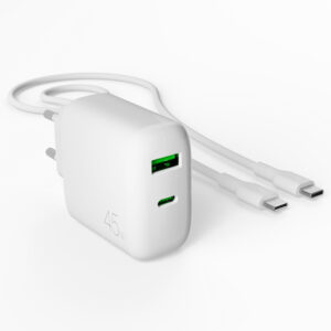 Puro Daily Prolite 45W USB-C USB-A Power Delivery Charger with USB-C Cable - White - Image 4