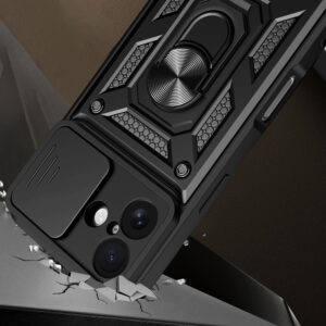 Hybrid Armor Camshield Apple iPhone 17 dėklas su stoveliu and Camera Cover - juodos spalvos - Image 2