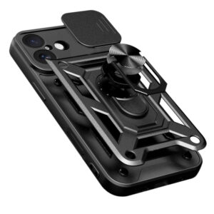 Hybrid Armor Camshield Apple iPhone 17 dėklas su stoveliu and Camera Cover - juodos spalvos - Image 8