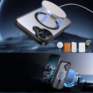 Hybrid Armor X dėklas skirtas Apple iPhone 17 with MagSafe-compatible stand - juodos spalvos - Image 4