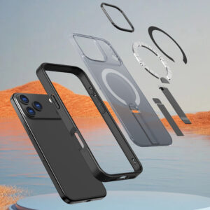 Hybrid Armor X dėklas skirtas Apple iPhone 17 Pro with MagSafe-compatible stand - juodos spalvos - Image 7