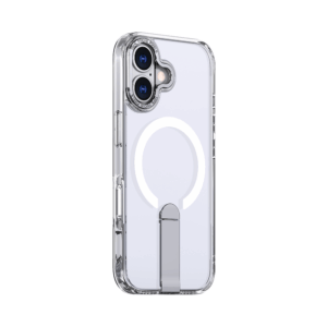 Hybrid Armor X dėklas skirtas Apple iPhone 17 su stoveliu, suderinamas su MagSafe - skaidrus