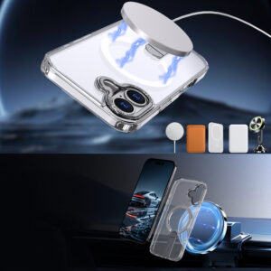 Hybrid Armor X dėklas skirtas Apple iPhone 17 su stoveliu, suderinamas su MagSafe - skaidrus - Image 4