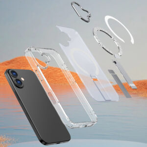 Hybrid Armor X dėklas skirtas Apple iPhone 17 su stoveliu, suderinamas su MagSafe - skaidrus - Image 7
