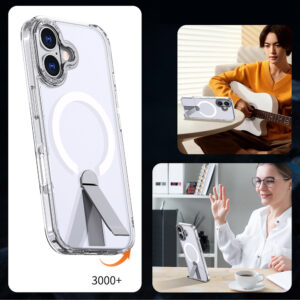 Hybrid Armor X dėklas skirtas Apple iPhone 17 su stoveliu, suderinamas su MagSafe - skaidrus - Image 8