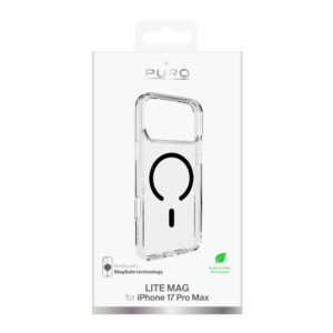 Puro Lite Mag TPU+PC dėklas suderinamas suMagSafe skirtas Apple iPhone 17 Pro Max - Transparent with Black Ring - Image 2