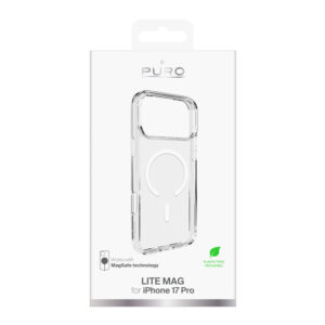 Puro Lite Mag TPU+PC dėklas suderinamas suMagSafe skirtas Apple iPhone 17 Pro - Transparent with White Ring - Image 2