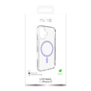 Puro Lite Mag TPU+PC dėklas suderinamas suMagSafe skirtas Apple iPhone 17 - Transparent with Pink Ring - Image 2