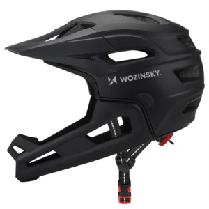 Wozinsky full-face bicycle helmet with chin guard and removable visor, lightweight L - black - Image 6