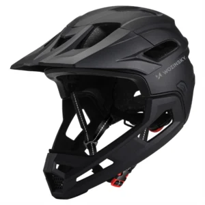Wozinsky full-face bicycle helmet with chin guard and removable visor, lightweight L - black